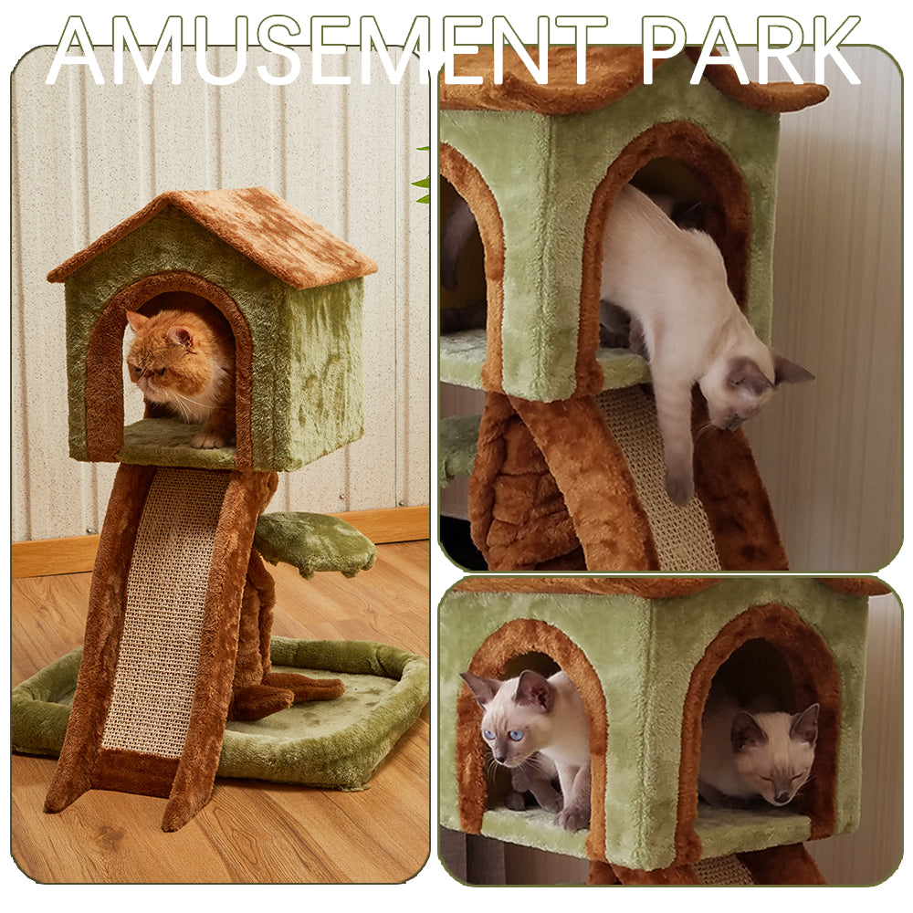 Cat Tree Tower Cozy House - Cat Furniture for Climbing, Resting, and Play - Durable Pet Toy for Indoor Cats, Cat Climbing Tower, Junglelike Design, Sturdy Construction