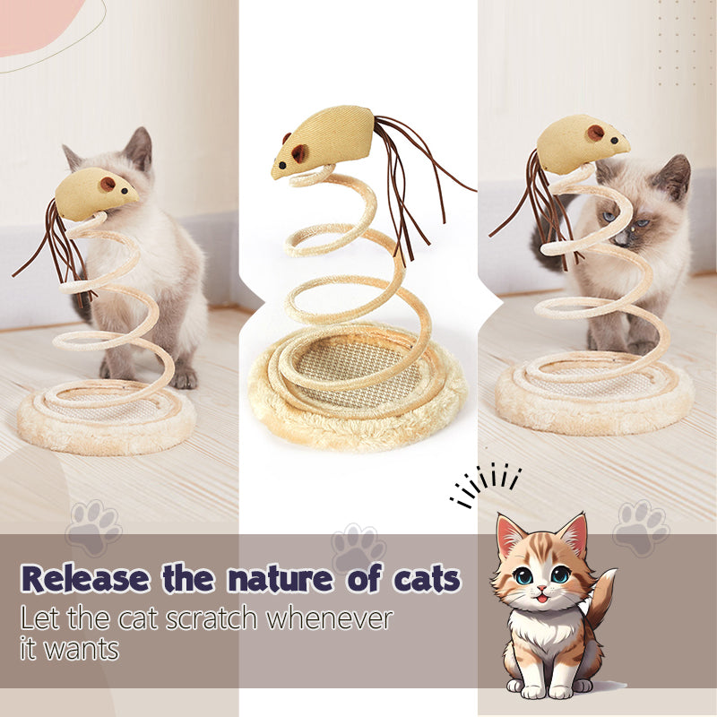 Interactive Mouse Cat Toy - Elastic Plush Toy for Indoor Cats and Kittens, Wooden Base with Soft Fur, No Batteries Needed, Durable & Safe Pet Plaything, Kitten Toy, Cozy Design, Sturdy Construction