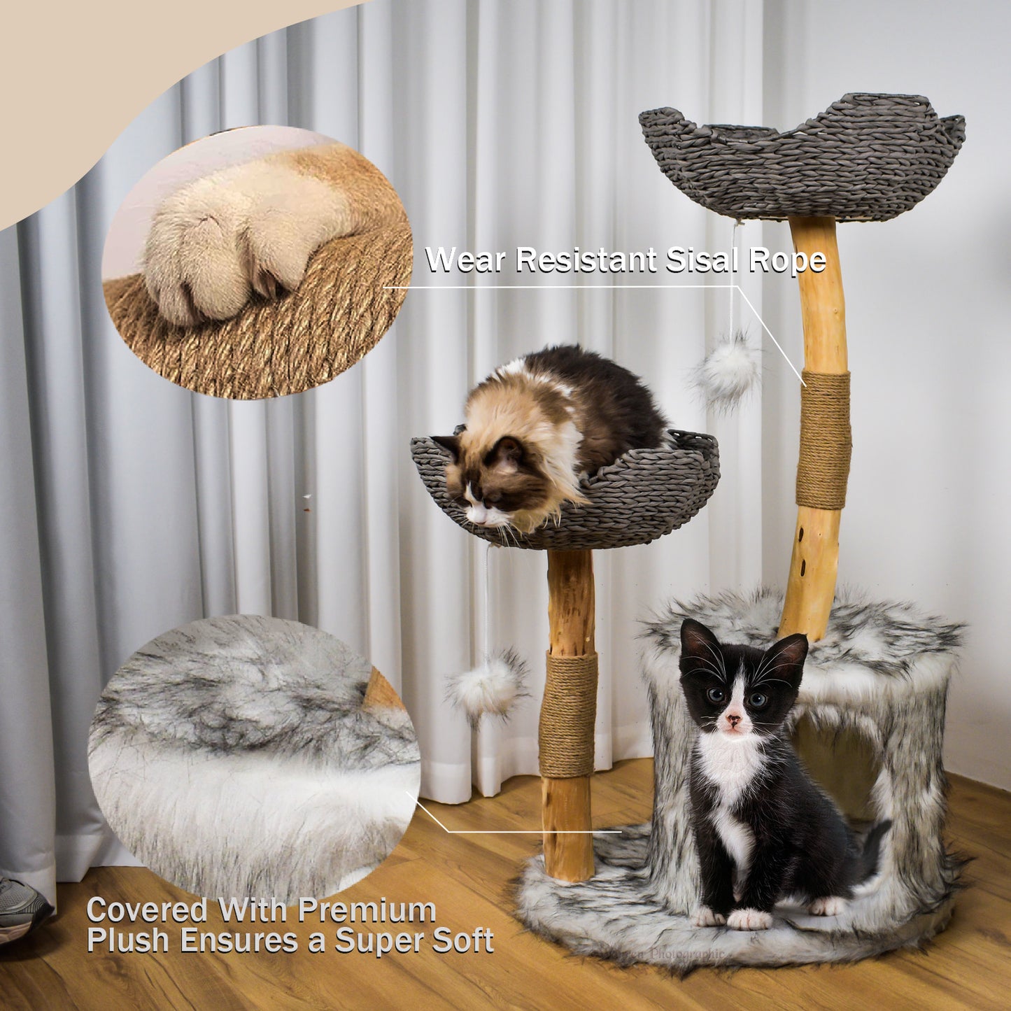 Local Warehouse Delivery, Multi-Level Cat Tree With Plush Beds Scratching Posts Fast USA Shipping